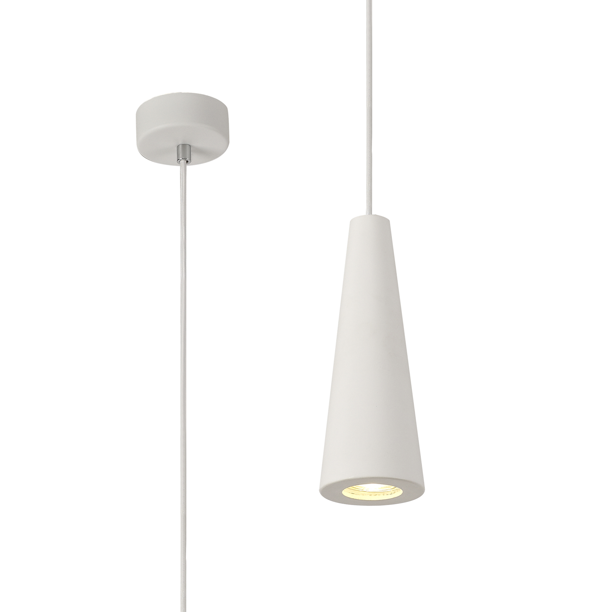 D0503  Alina Cone Pendant 1 Light White Paintable, Polished Chrome